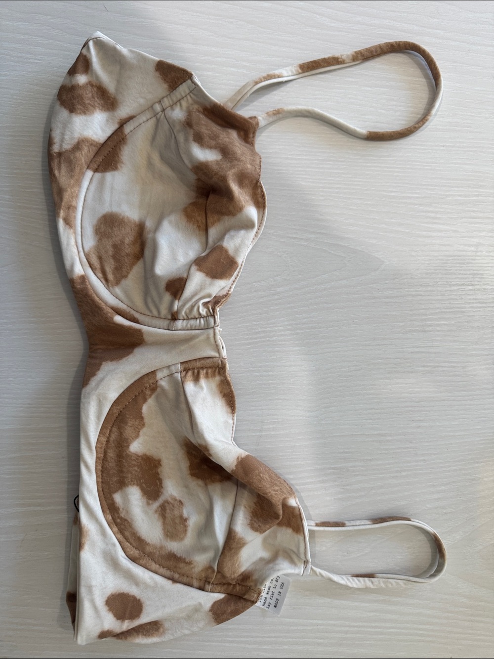 Darling Brown and White Cow-Print Bikini Top